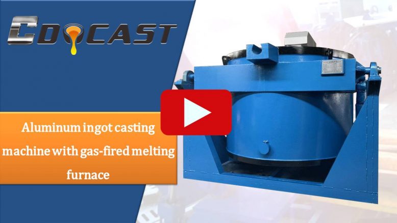 Aluminum ingot casting machine with gas-fired melting furnace